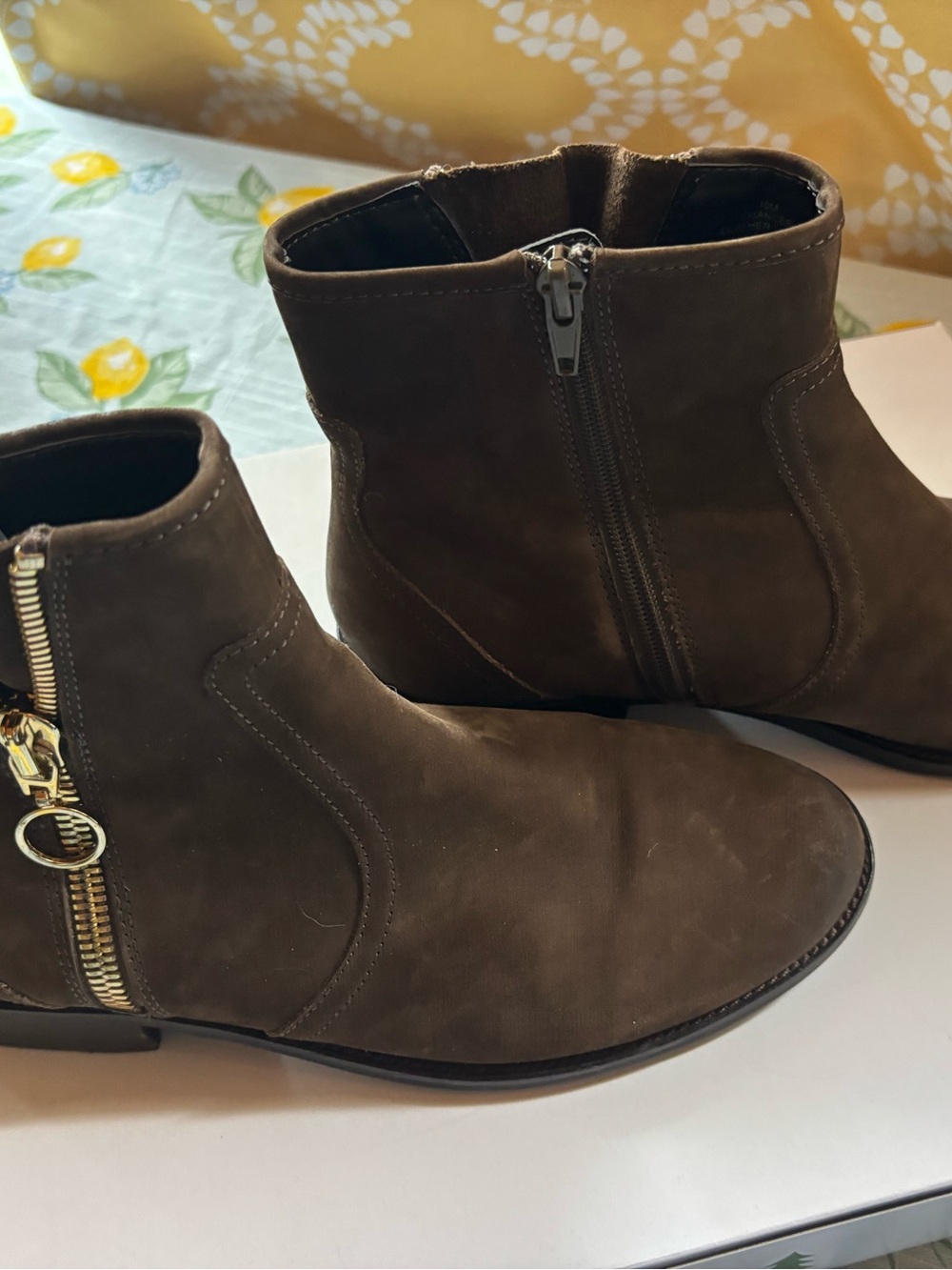 Steve Madden Dark Brown Suede Ankle Booties with Side Zipper